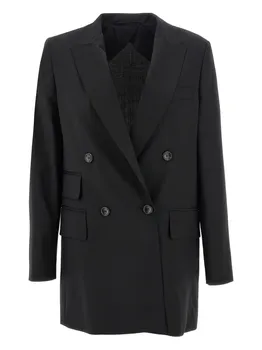 Двубортный шерстяной блейзер MAX MARA, черный