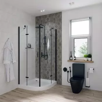 Душевой уголок Niagara Nova NG-6815-08 BLACK 90x90, четверть круга, черный