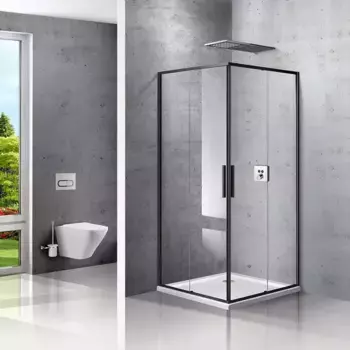 Душевой уголок Vincea Slim 90x90 профиль черный стекло прозрачное