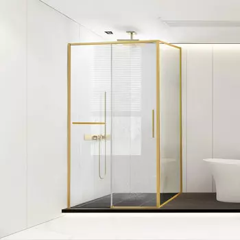 Душевой уголок Vincea Slim Soft VSR-1SS9012CLG 120x90, профиль брашированное золото, стекло прозрачное