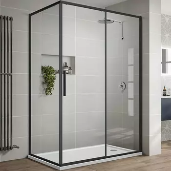 Душевой уголок Vincea Slim-U 120х90 черный стекло прозрачное