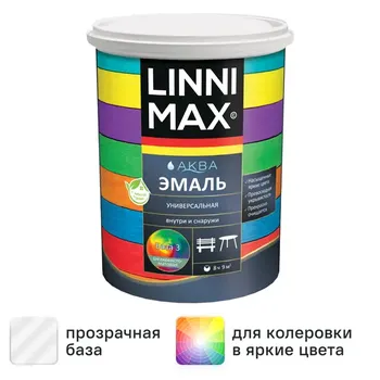 Эмаль универсальная Linnimax Аква шелковисто-матовая цвет прозрачный база 3 0.85 л