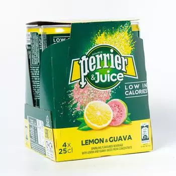 Минеральная вода Perrier газированная с соком лимона, гаувы ~ 4 шт х 250 мл