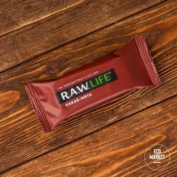 Орехово-фруктовый батончик Какао-мята, R.A.W. LIFE ~ 45 г