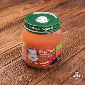 Пюре Яблоко и малина с 5 месяцев, Gerber ~ 125 г