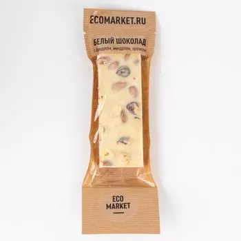 Шоколад Ecomarket.ru белый с фундуком, миндалём, арахисом - 70 г
