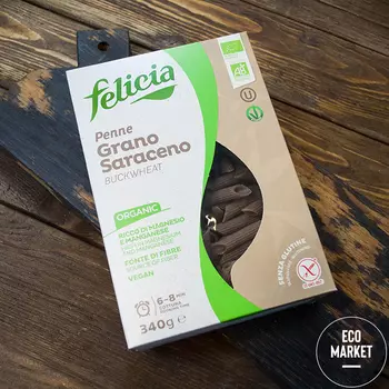 Макаронные изделия Пенне ригате из гречихи БИО, Felicia ~ 340 г.