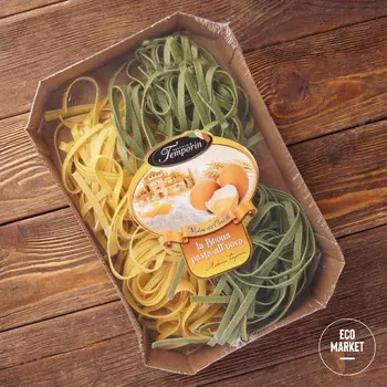 Макаронные изделия Тальятелле с яйцом и шпинатом, Pastificio Temporin ~ 250 г.
