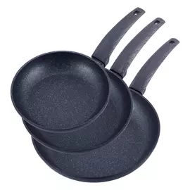 Набор сковород, Kamille, с антипригарным покрытием Black marble, 20см, 24см, 28см