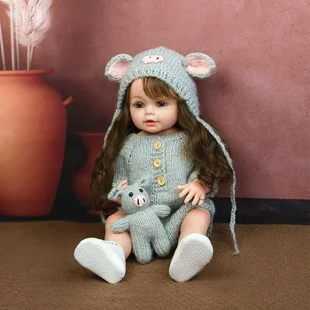 Кукла Reborn Baby Doll 55 см Искусственные детские игрушки Имплантированные волосы Полностью силиконовая 3D кожа с венами 55cm