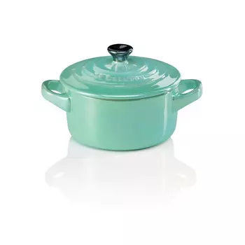 Le Creuset Мини-кокотница с крышкой 10 см, бирюзовая Cool Mint Metallic Le Creuset