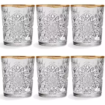 Libbey Набор бокалов для виски с волнистым золотым ободком, предметов Libbey