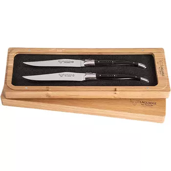 Laguiole Оригинальнй нож для стейка Laguiole en Aubrac, 2 предмета, из дерева и нержавеющей стали, с коробкой