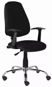 Кресло BRABIX "Comfort MG-322", хром, регулируемая эргономичная спинка, ткань, черное, 532558