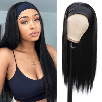 MERISIHAIR 30-дюймовые длинные прямые черные парики, синтетические длинные парики для женщин прямые, выглядящие натуральные термостойкие длинные волосы парики (черный)