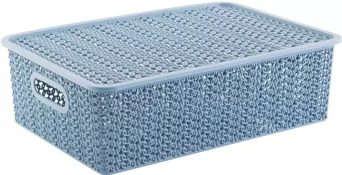 Корзинка Violet Вязь с крышкой голубая норка 7.5л