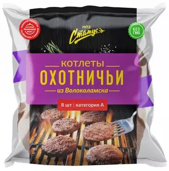 Котлеты Статус Охотничьи из Волоколамска категории А 600г