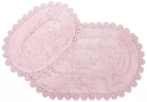 Коврик для ванной Arya Afro с гипюром розовый 60*100см