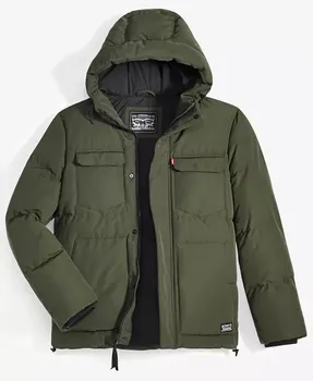 Мужская стеганая утепленная куртка с капюшоном Puffer Levi's, зеленый