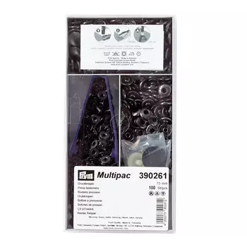 390261 Кнопки 'Анорак' (латунь) черный цв. 15 мм *100шт. Prym