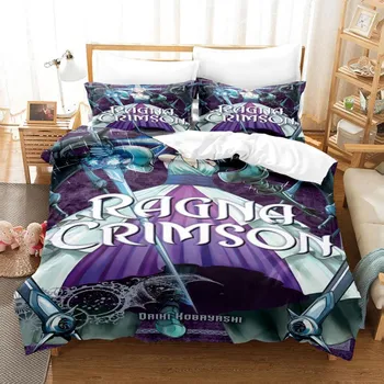 Комплект постельного белья Anime Ragna Crimson Single Twin Full Queen King Size Комплект простыней для подростковой спальни Комплект простыней с 3D-принтом для аниме EU Twin 135x200cm