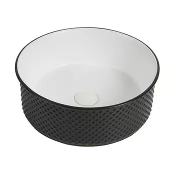 Раковина Corsa Deco Crystal 38 см накладная черная/белая матовая (ABCR38BW)