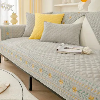 Soft Wash Cotton Sofa Cover Luxury Style Sofas Cushion for Living Room Four Seasons Universal Combination Embroidery Couch Towel 70x70