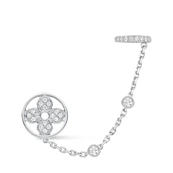 Серьги-моноцепочки Idylle Blossom, белое золото и бриллианты, 1 шт. Louis Vuitton, серебряный