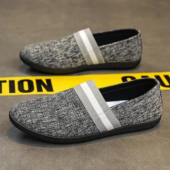 Fashion Men s Shoes Summer 2024 New Men Casual Flat Bottom Driving Canvas Shoes Sneakers for Men Loafers Cotton Fabric Anti-Odor 39 хаки