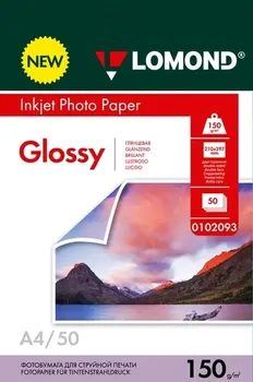 Фотобумага A4 150 г/м глянцевая, 50 листов, двусторонняя, Lomond Glossy Photo Paper 0102093 для струйной печати