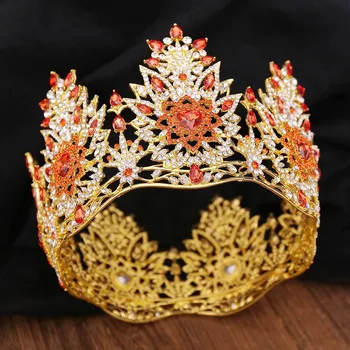 Большая корона Мисс Мира Конкурс Красоты Круглая барочная свадебная корона Королевская подиумная корона