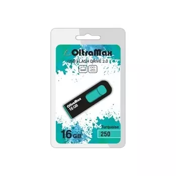 Флешка 16Gb USB 2.0 OltraMax 250, черный/бирюзовый (OM-16GB-250-Turquoise)