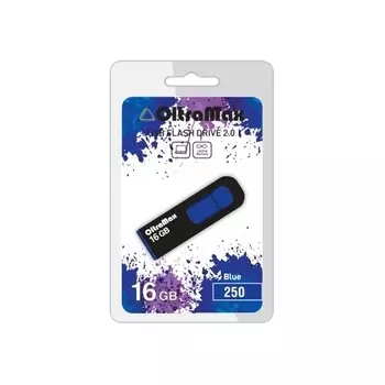 Флешка 16Gb USB 2.0 OltraMax 250, черный/синий (OM-16GB-250-Blue)