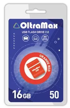 Флешка 16Gb USB 2.0 OltraMax 50, красный/оранжевый (OM-16GB-50-Orange Red)