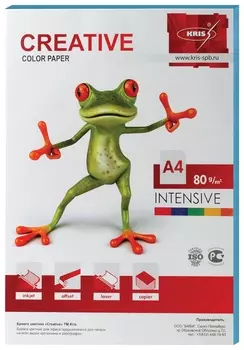 Бумага цветная Creative Color, А4, 80 г/м2, 100 л., интенсив, голубая, биpr-100г