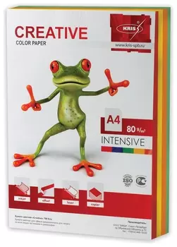 Бумага цветная Creative Color, А4, 80 г/м2, 250 л., (5 цветов х 50 л.), интенсив, биpr-250r