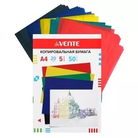 Бумага копировальная (Копирка) А4, 50 листов, Devente, 5 цветов: красный, жёлтый, зеленый, синий, чёрный