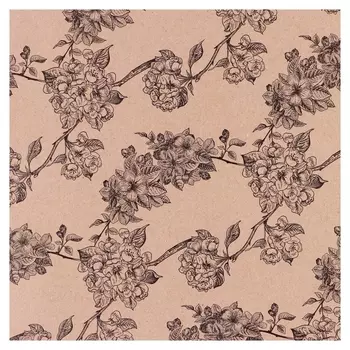 Бумага крафтовая бурая в рулоне 0,68x8 м "Flowers"