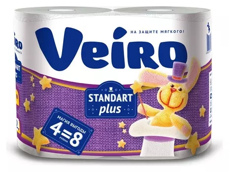 Бумага туалетная Veiro 2сл бел вторич втул 30м 240л 4рул/уп 3c24