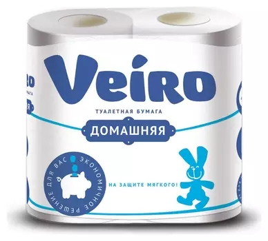 Бумага туалетная Veiro домашняя 2сл бел втор втул 15м 120л 4рул/уп 1c24