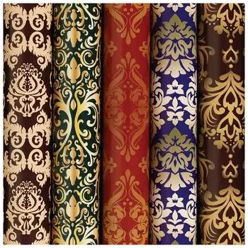 Бумага упаковочная мелованная 70х100 см золотая сказка "Damask Luxury", 5 дизайнов, 70 г/м2, 591590