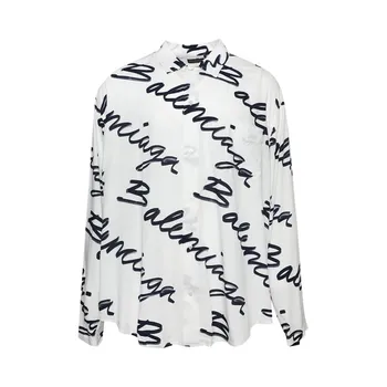 Рубашка Balenciaga Logo Long-Sleeve Shirt, белый