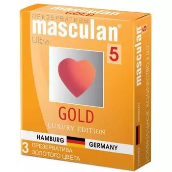 Презервативы утонченный латекс золотого цвета Ultra 5 Masculan/Маскулан 3шт