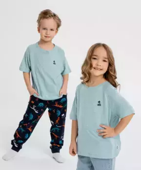Футболка с вышивкой голубая детская Button Blue (146)