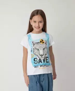 Футболка Save My World для девочки Gulliver (164)