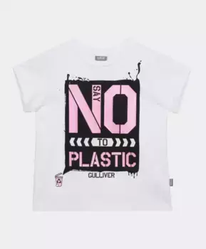 Футболка Say No To Plastic для девочки Gulliver (110)