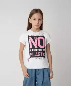 Футболка Say No To Plastic для девочки Gulliver (140)