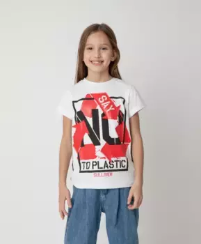 Футболка Say No To Plastic для девочки Gulliver (158)