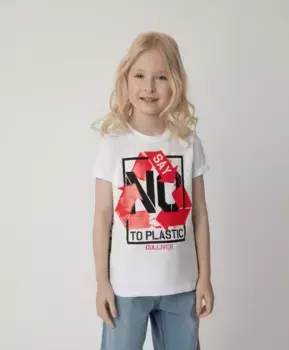 Футболка Say No To Plastic для девочки Gulliver (98)
