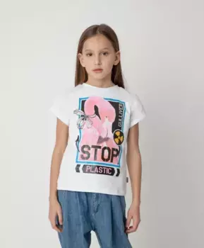 Футболка Stop Plastic для девочки Gulliver (158)